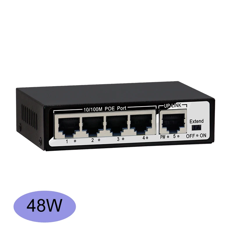 Desktop cheap 4 port smart poe switch 48W 72W high-power long POE distance IEEE802.3af/at 48v poe power for all IP camera system