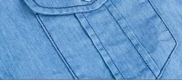 Рубашка мужская джинсовая с длинным рукавом 100% хлопок XXL 3XL|Повседневные рубашки|