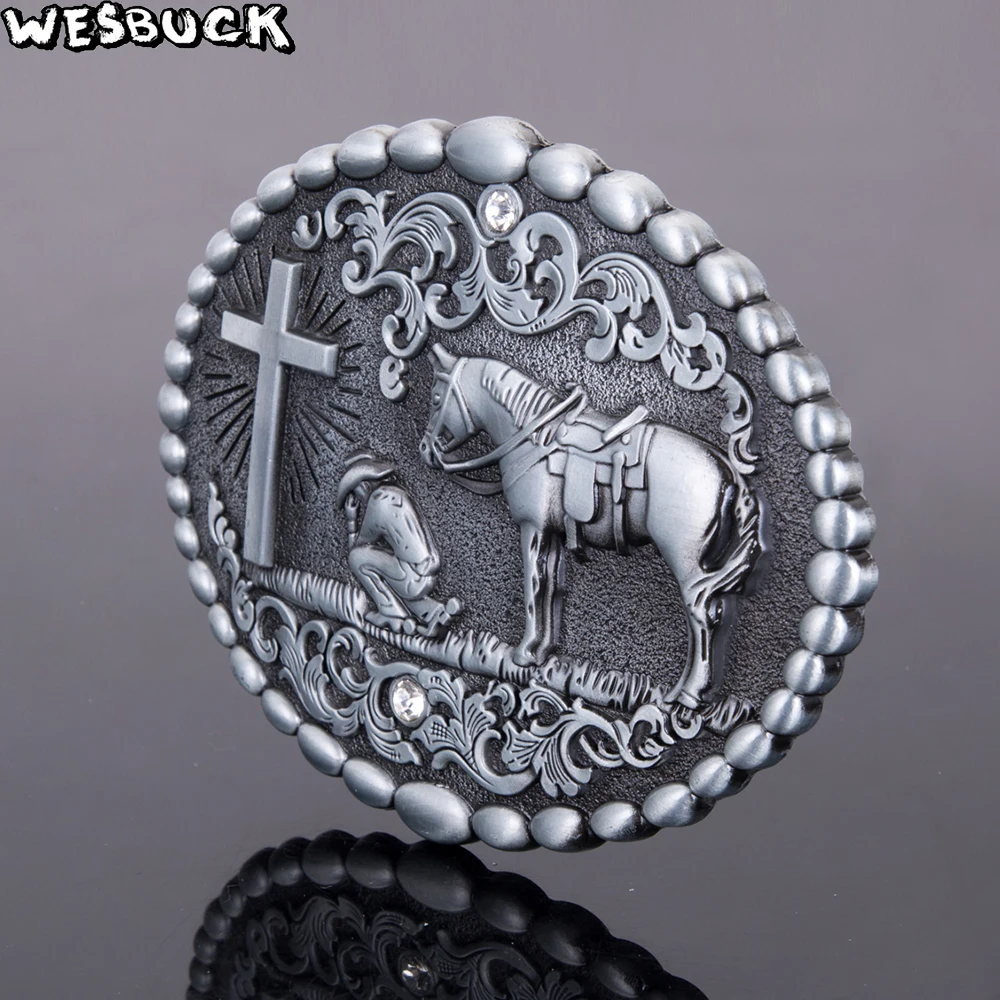 Wesbuck Brand с пересекающимися на большие из металлического сплава, покрытого стразами пряжки ремня для мужские Юнисекс Western Buckles для девочек в ковбойском с пряжкой повседневные ковбойские Hebilla