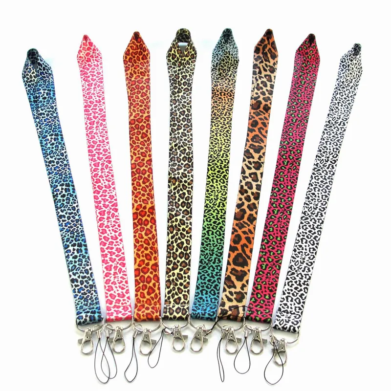 Один PC Browm/розовый/черный/белый леопардовый ремешок для ключей Cheetah ID значки держатели животное телефон шеи ремни с брелоком