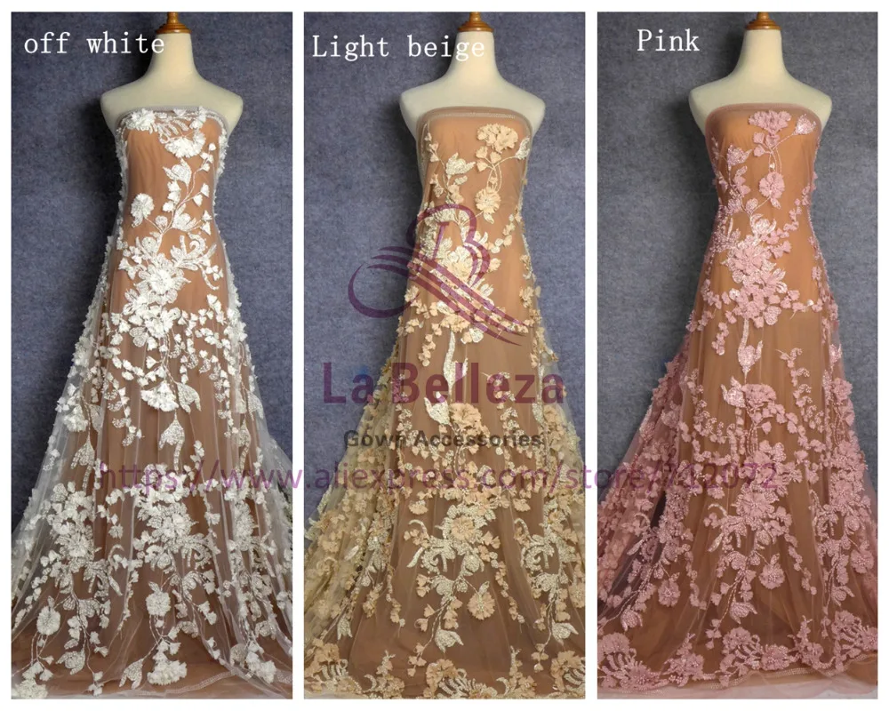 La Belleza 1 ярд 3D Цветы кружевная ткань 51 ''ширина в 6 цветах LN1701|Кружево| |