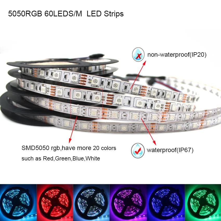 IKVVT 5050 RGB белый Светодиодные ленты свет Водонепроницаемый rgb светодио дный Лента