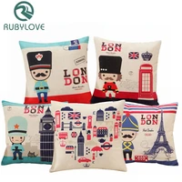 cartoon style cushion cover red vintage pattern decorative sofa pillow square car covers almofada home decor