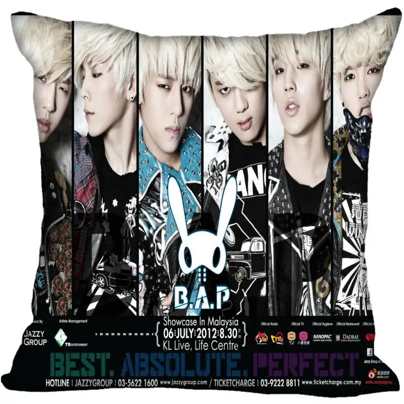 Корея-Pop b. A.P печать квадратные шелковые атласные наволочки 35x35 см 40x40 с одной