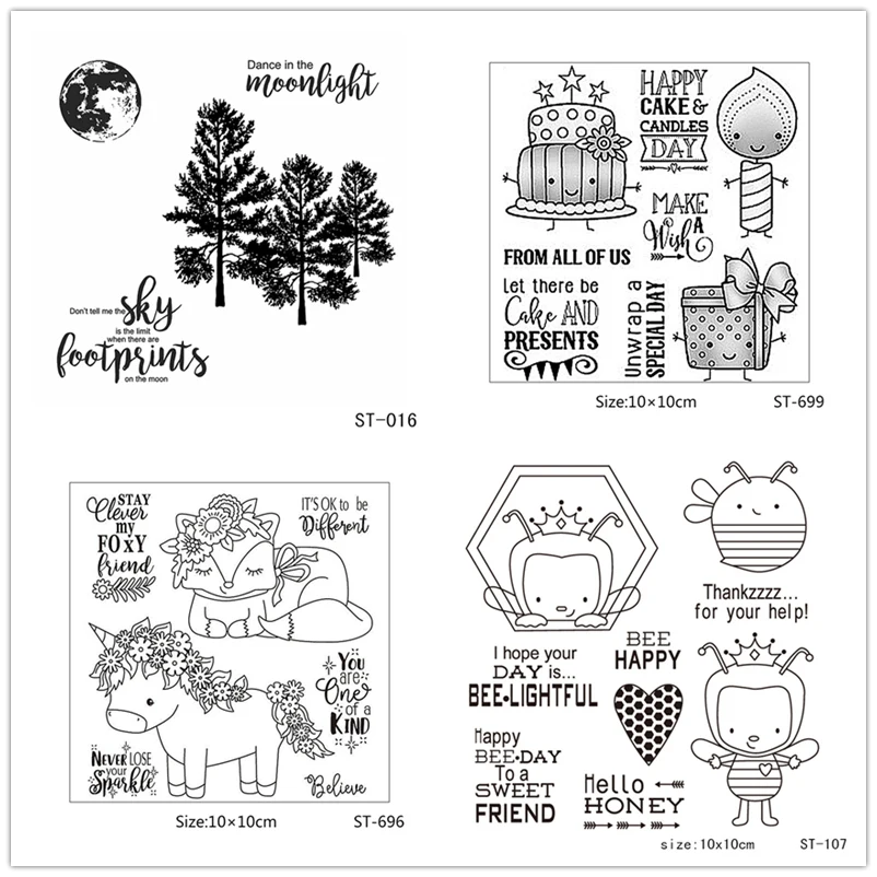 

AZSG Cartoon Style Cute Animals Unicorn Frog Bee Clear Stamps For DIY Scrapbooking/Card Making Decorative Rubber Stamp Crafts