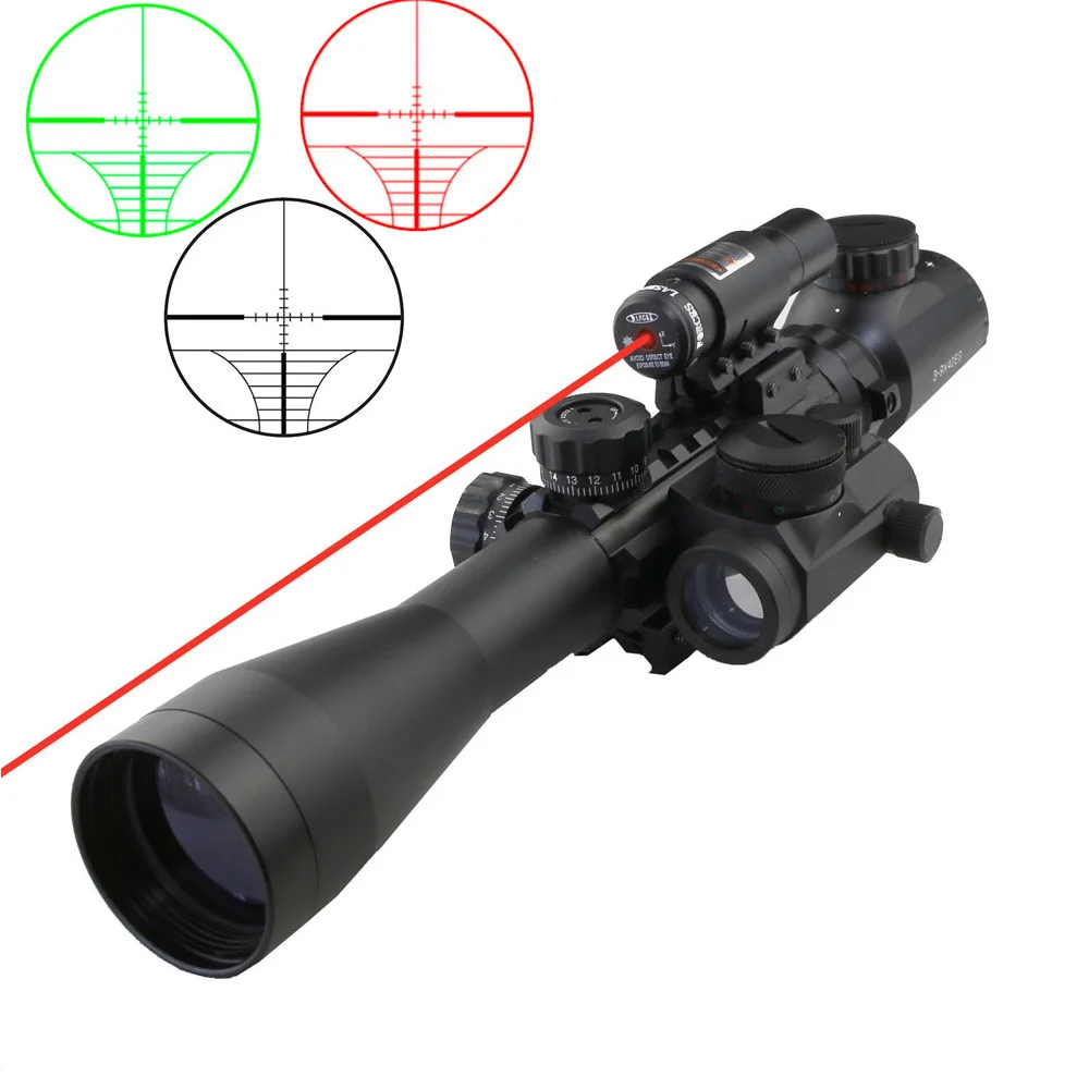 

SPINA 3-9X40 Hunting Riflescope Red and Green Illuminated Scope with Red Laser and Holographic Dot Sight