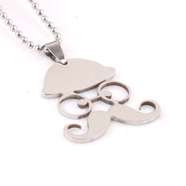 Beard glasses hat pendant necklaces bead chain for men women 316L Stainless Steel necklace wholesale | Украшения и аксессуары