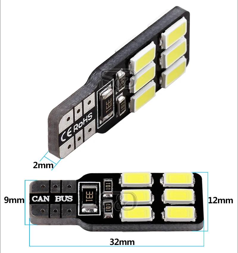 10 шт. T10 12 LED 5630 CANBUS лампы ошибок 501 тире W5W автомобилей светодиодные Интерьер