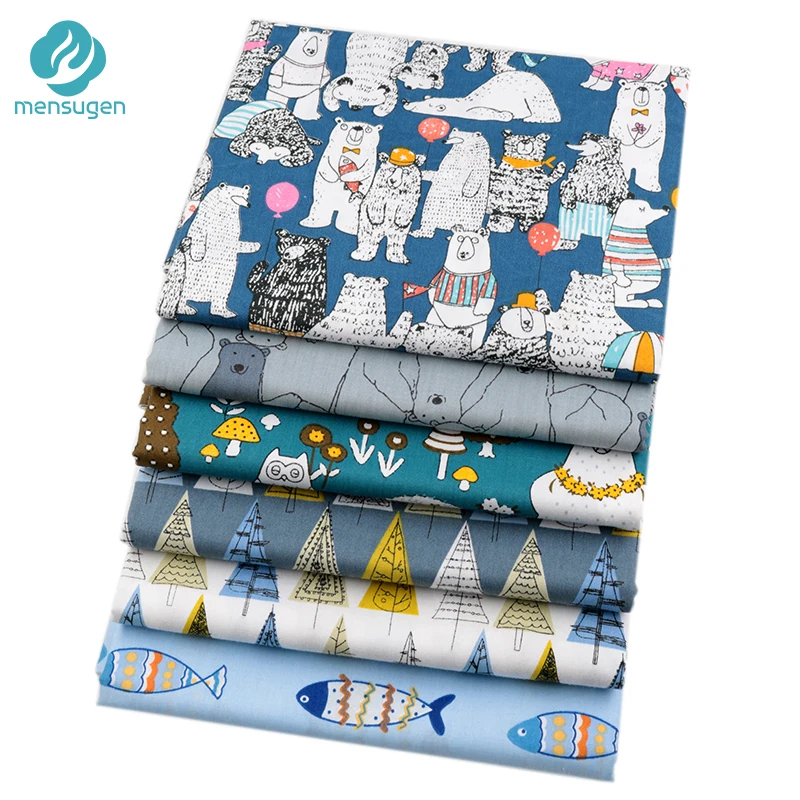 Mensugen 50 см * 160 хлопок мультфильм Животные ткань для лоскутного шитья подушки