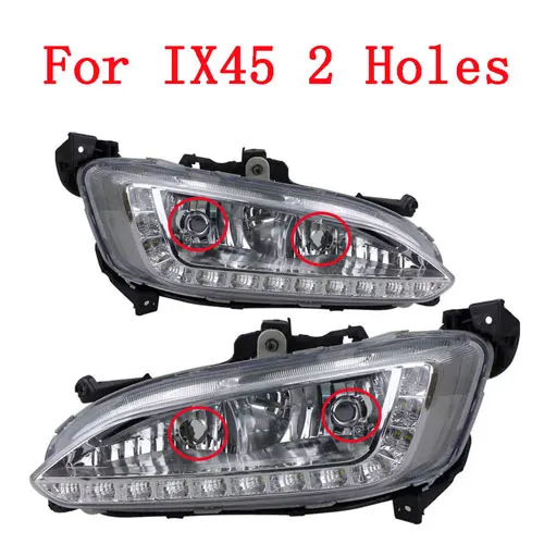 IX45 Santa Fe 2 Hole CAPQX 1 пара передний бампер светодиодный противотуманный светильник для hyundai IX35 IX45 Santa Fe SantaFe 2013- DRL Дневной ходовой светильник - Цвет: IX45 Santa Fe 2 Hole