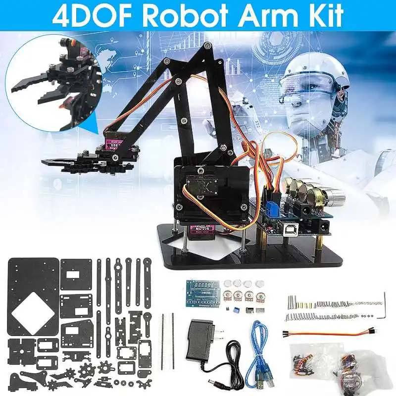 Новейшая робот-рука Domibot DIY 4DOF, 4 вращающихся механических робота-манипулятора с rdur3, 4 шт. сервопривод для радиоуправляемых роботов, игрушки в подарок