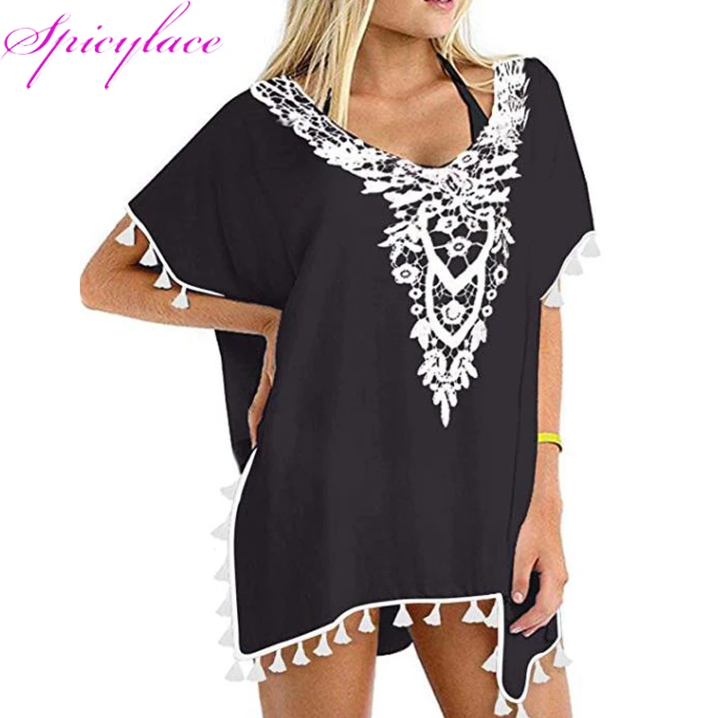 2019 новая шифоновая пляжная одежда для женщин с кисточками купальник купальный