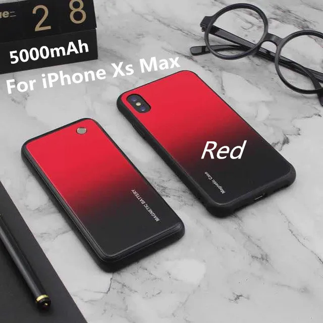 Red For Xs Max 5000 мАч беспроводной магнитный чехол для зарядки аккумулятора для iPhone X/Xs портативный внешний аккумулятор чехол для iPhone Xs Max/XR зарядное устройство - Цвет: Red For Xs Max