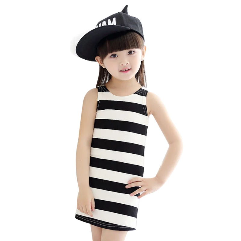 Новинка 2017 года летнее платье в полоску для девочек Красивое Праздничное