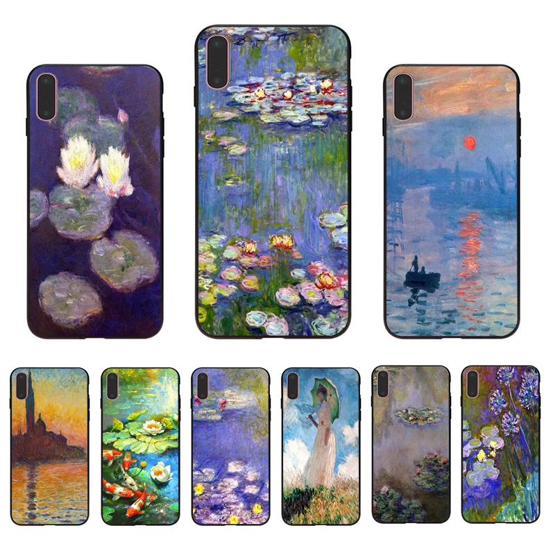 

IMIDO Monet Water Lilies Painting soft phone case For Iphone 5 5S SE 6 6S 6PLUS 6SPLUS 7 8 7PLUS 8PLUS X XS XR XSMAX