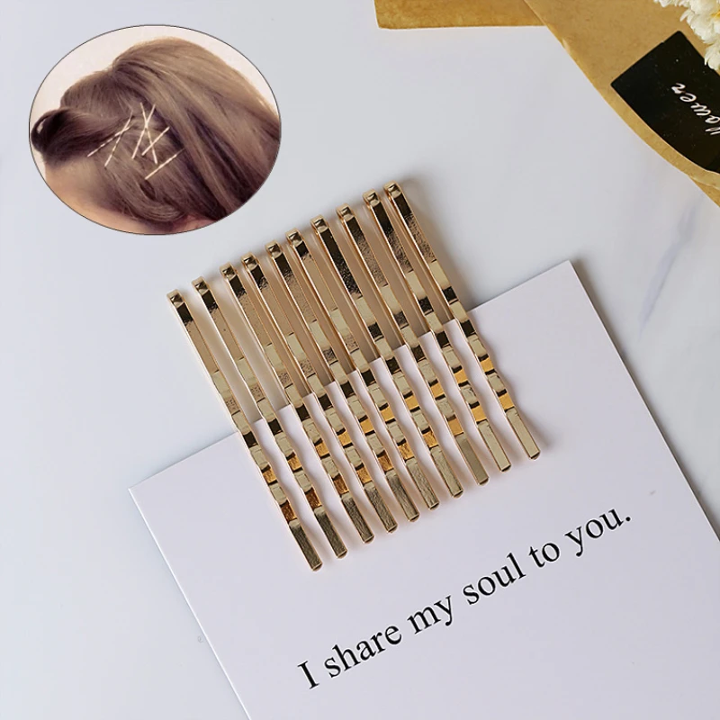 

10pcs Hair Clips Hairpins Gold Metal Waved Barrettes Bobby Pins For Women Girls Styling Accessories Hair Styling Tool Hot Sale