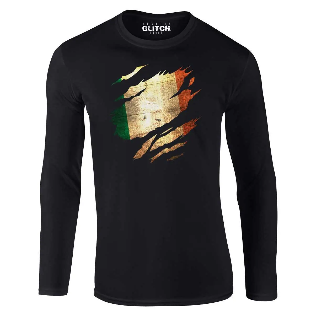 Reality Glitch Men&amp#039s Torn Ireland Long Sleeve T-Shirt | Мужская одежда