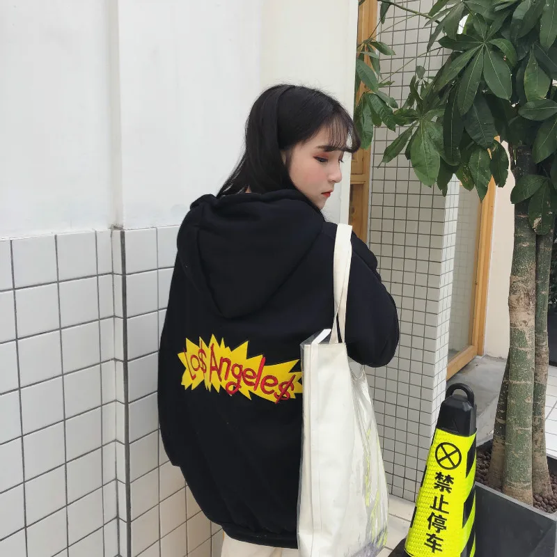 Толстовки с капюшоном для женщин Harajuku Большие размеры плюс бархат вышивка мультфильм пуловер для женщин s корейский стиль свободные шикарные свитшоты на каждый день