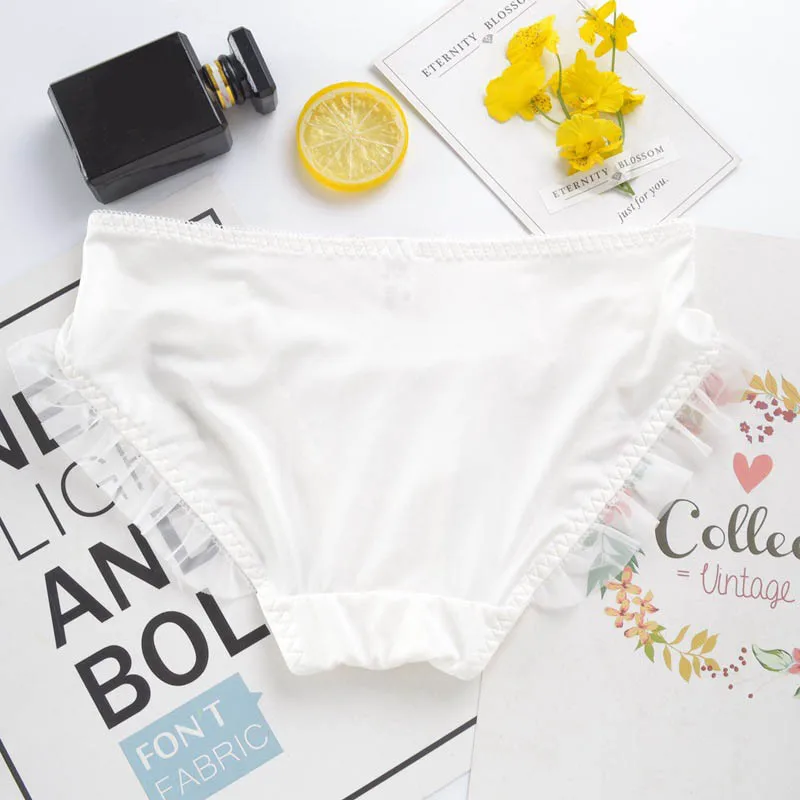 Сетка с кружевными оборками милый Для женщин трусики низкой посадкой из