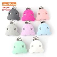 keepgrow 3pcs bpa free silicone bear clip diy baby dummy teether pacifier chupetero chain craft clips nurse toy accessories