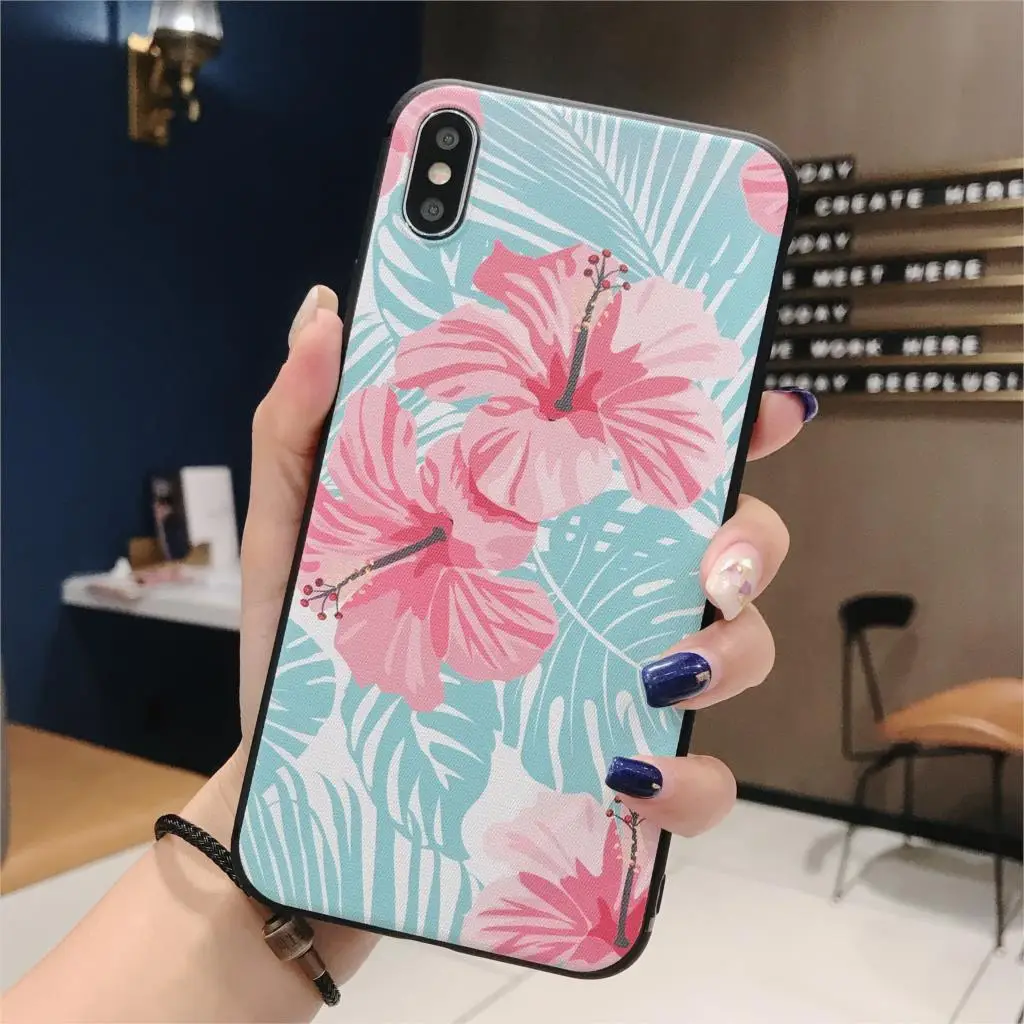 Чехол для iPhone 7 3D рельефный Летний Фруктовый ананас Модный цветочный чехол X XR XS Max