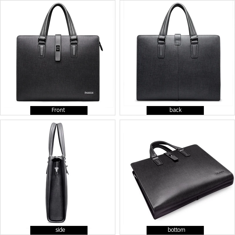 Padieoe Top Split Cowhide Leather Business Briefcase Luxury Brand Men Laptop Documents Bag Fashion Men's Shoulder Crossbody Bag