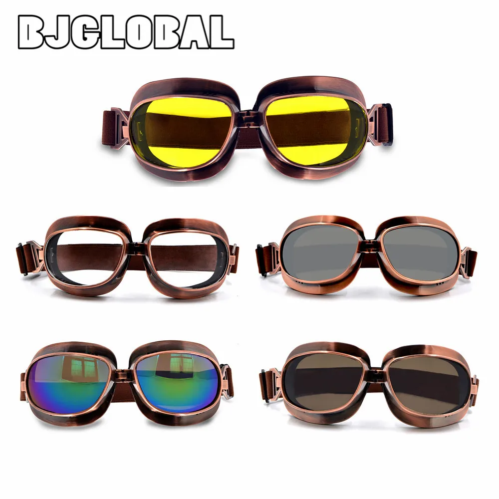 

2019 NEW Arrival Vintage motorcycle goggles glass Pilot Motorbike Motorcyclist goggles Retro Jet Helmet Eyewear 5 colors lens