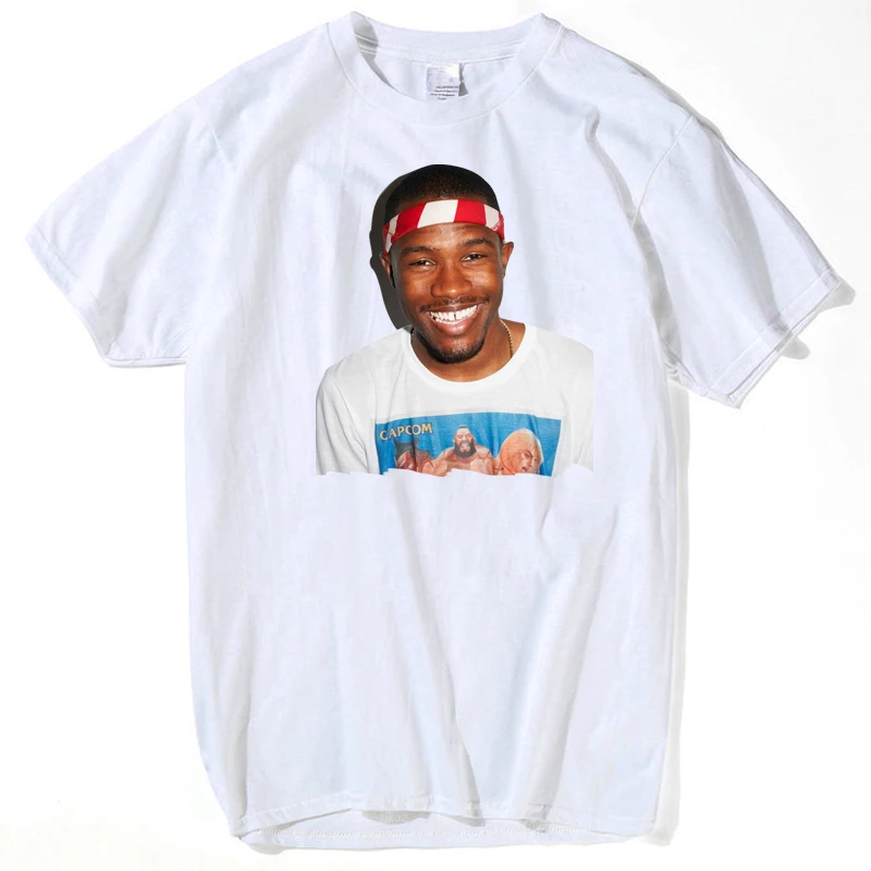 Модная футболка с принтом лица Frank Ocean Blond Blocking смешная Футболка рэпа хлопковые