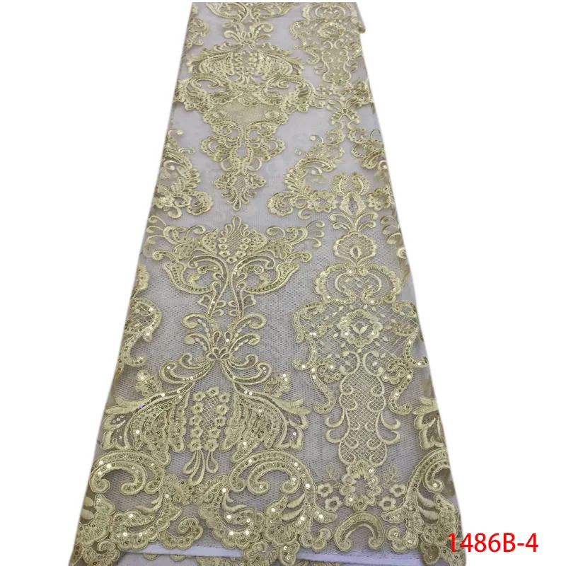 Champagne gold Африканский Кружево Ткань высокое качество гипюра с Камни для Нигерии
