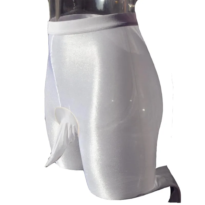 White Sheath 70D прозрачные блестящие масляные Шелковые Ультра мерцающие колготки для пениса, облегающие колготки, колготки, чулки, мужские чулки для трансвеститов - Цвет: White Sheath