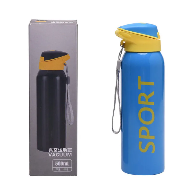 500 ml Нержавеющая сталь спорт кружка с ремнем пуля вакуумное пространство