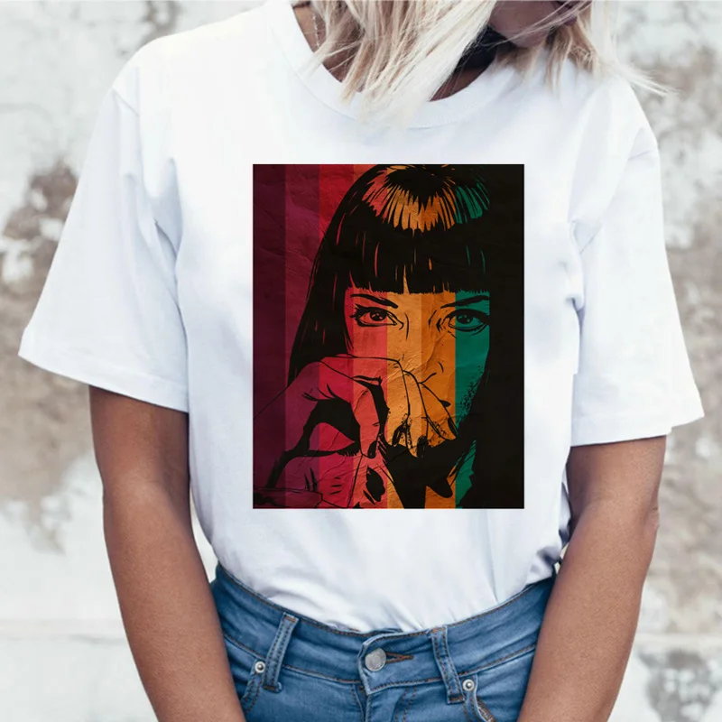 Футболка Pulp Fiction mia забавные летние футболки женские топы 90s новинка 2019 футболка