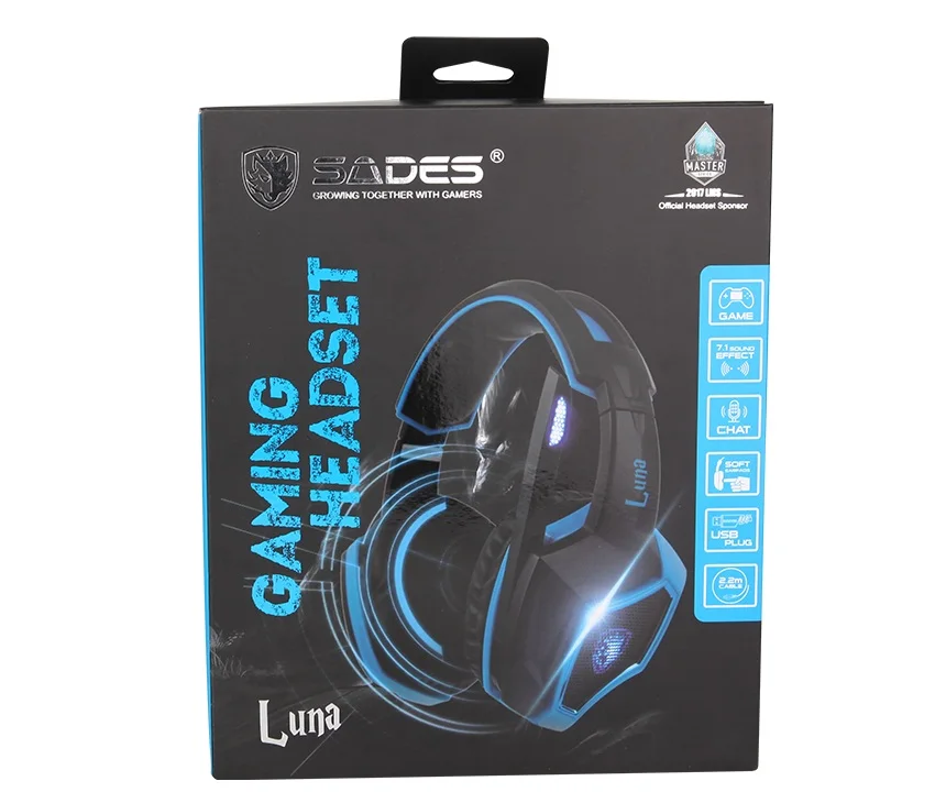 SADES LUNA виртуальная 7 1 игровая гарнитура с объемным звуком наушники USB Игровые