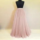Длинная фатиновая юбка, выполненная по индивидуальному заказу, 5 слоев, розовая Макси-юбка подружки невесты для свадебной вечеринки, плиссированная юбка размера плюс, Saia