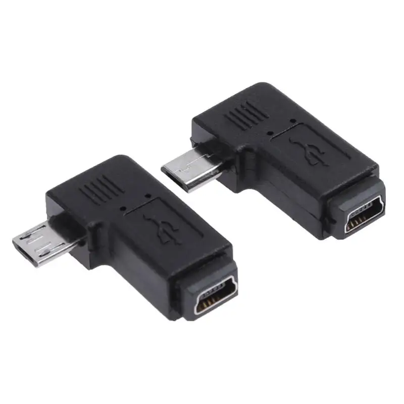 Новая акция 2 шт. 90 градусов мини usb мама к Micro USB разъему адаптера портативный