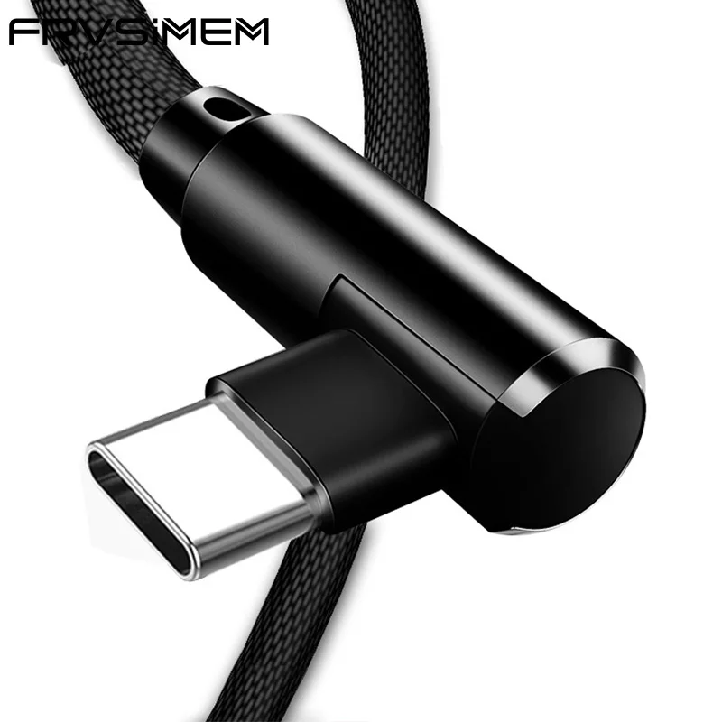 2.4A USB Type C 90 градусов кабель для Samsung Galaxy S10 S9 Plus Xiaomi Mi 9 8 6 MAX 3 LG P30 передачи данных