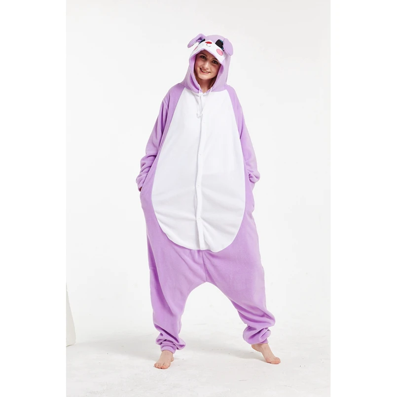 Фиолетовый кролик животных пижамы Onesie с капюшоном для взрослых Для женщин мужчин