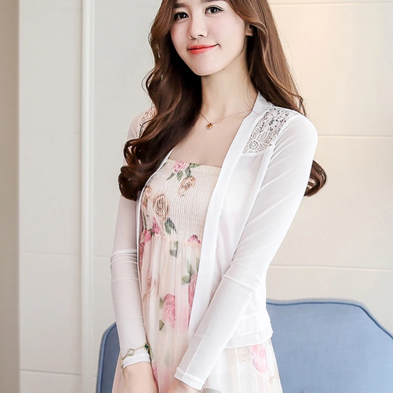 MLXSLKY кружевная Маленькая шаль летний короткий тонкий кардиган одежда для защиты