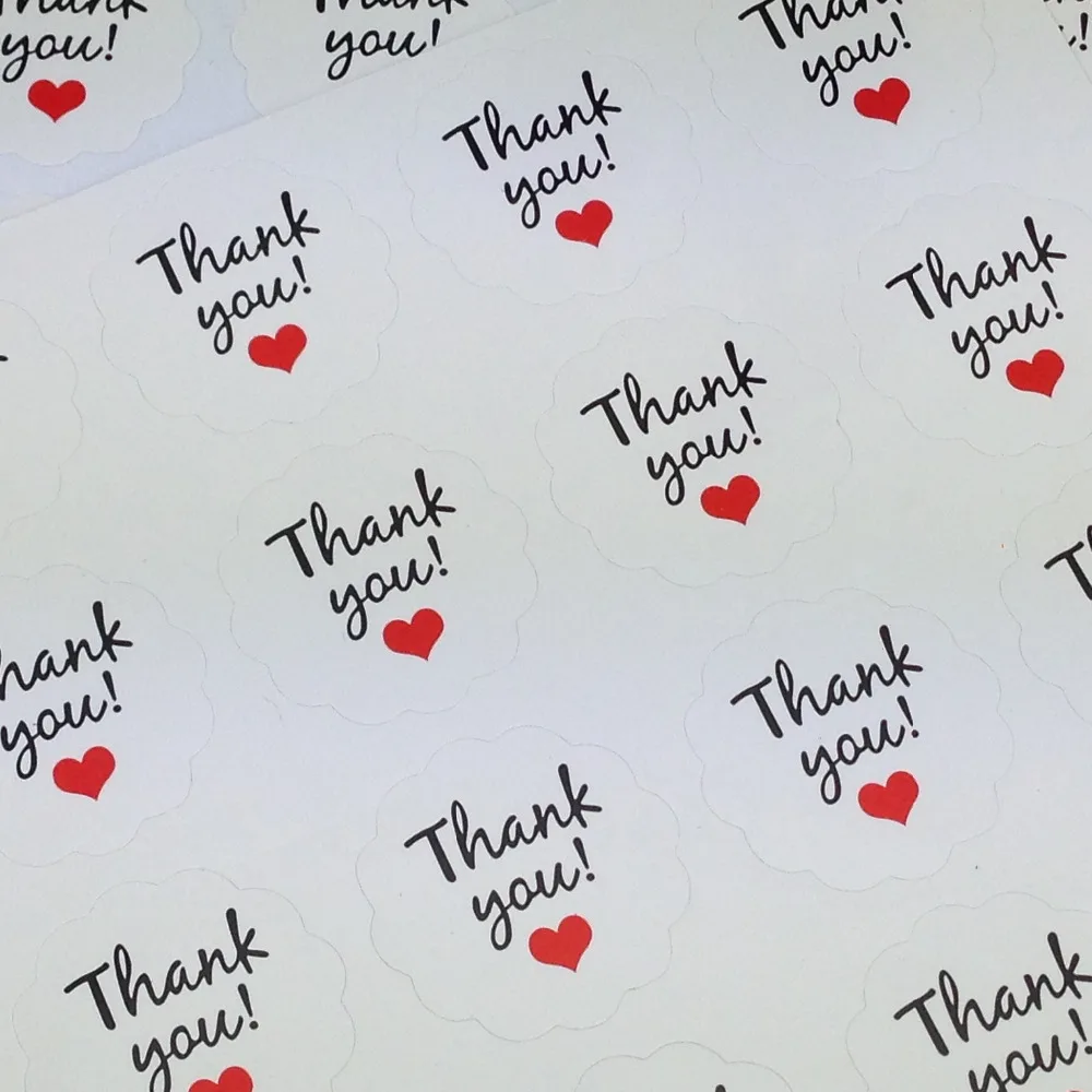 Самоклеящиеся Стикеры из крафт-бумаги с надписью Thank You love диаметр 3 см | Дом и сад