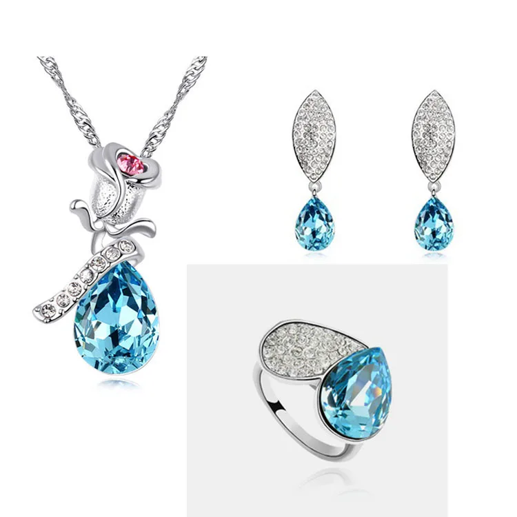 Горячая Распродажа ювелирный набор серебро австрийский хрусталь аксессуары