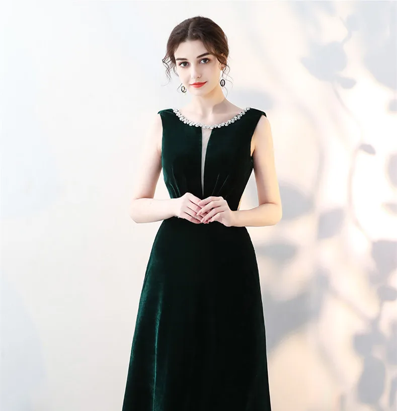 JaneVini Sexy Ladies Burgundy Bridesmaid Dresses Velvet Long Beaded Collar Prom Dress Backless Dark Green Wedding Guest | Свадьбы и