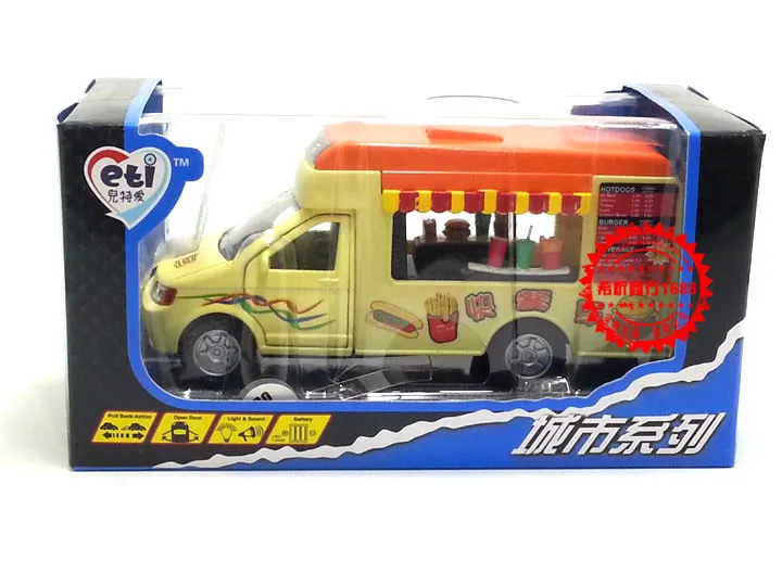 Free Shipping ETI brand children pull back diecast alloy models ice cream fast food truck with light and sound in gift box gld05 | Игрушки и