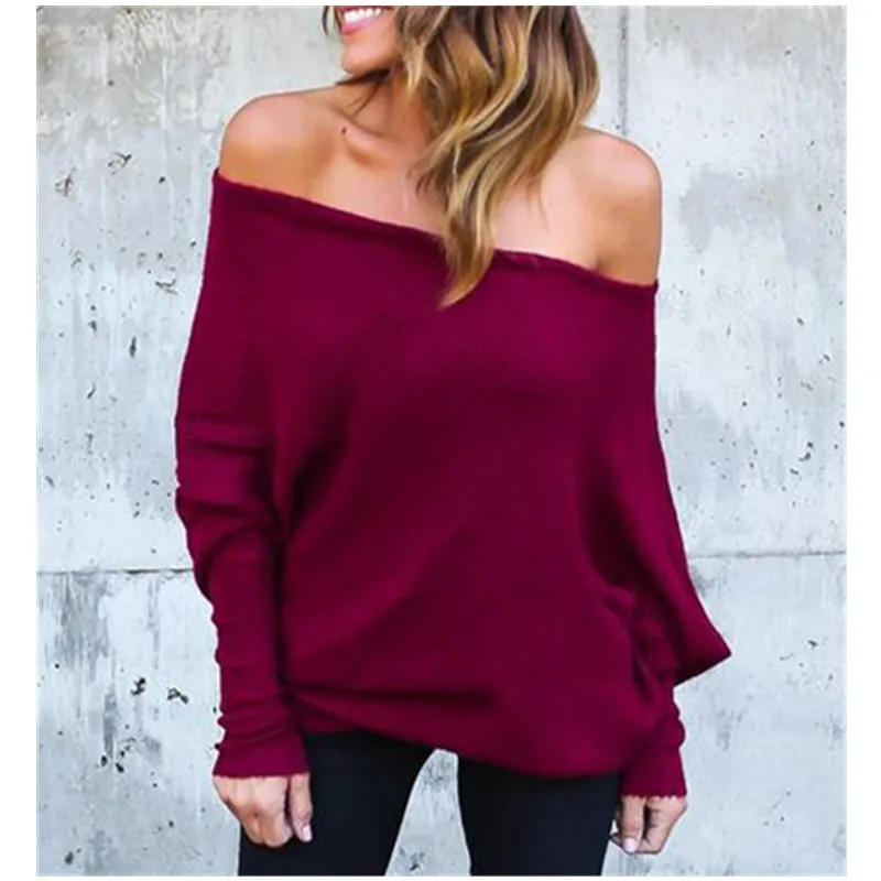 Sexy off shoulder sweater bat sleeve sweaters Top Female Blusa autumn winter casual 2018 new | Женская одежда