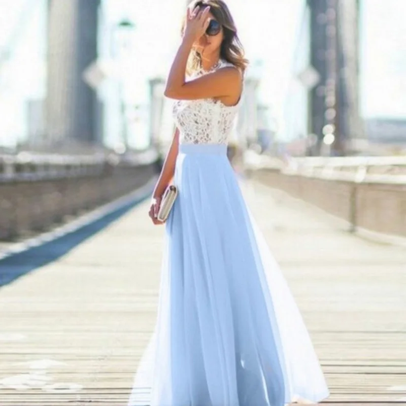 KEYING Gogooi New Arrival 2017 Sring Evening Party Hollow Out Beach Dress Womens Boho Sleeveless Maxi dresses | Женская одежда
