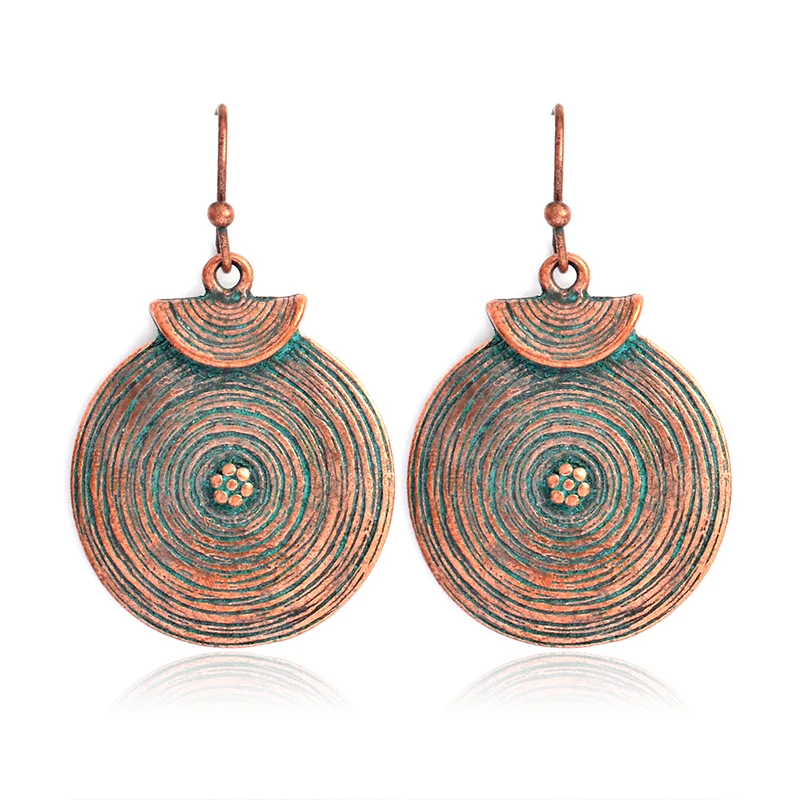 

Fashion Vintage Mini Flowers Big Round Earrings Metal Drop Earrings for women Bohemia Ethnic Boho Indiano Gift