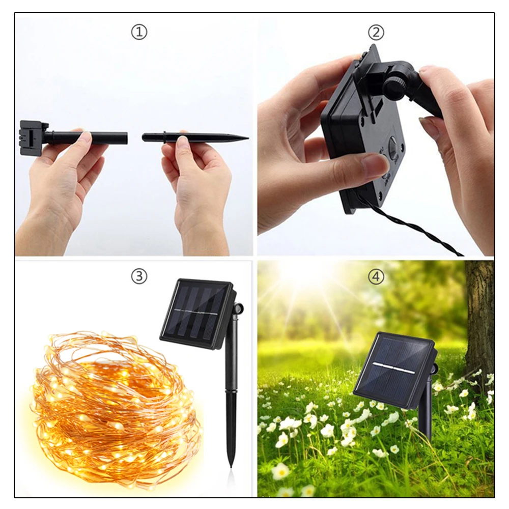 

Vacamm LED Solar Holiday Lighting 10M 20M Silver Wire Fairy Christmas Light String For Home Garden Wedding Party Decoration