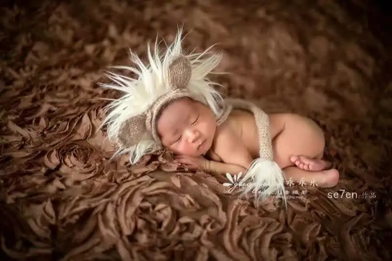 Шапочка для новорожденного реквизит фотосессии Винтаж рюшами шляпа Мягкая