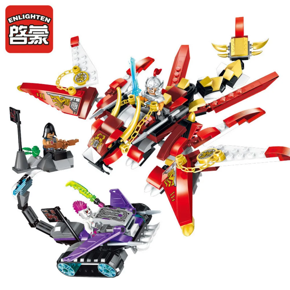 Просвещения Building Block создание the Gods красный дракон 2 фигурки 325 шт. Развивающие