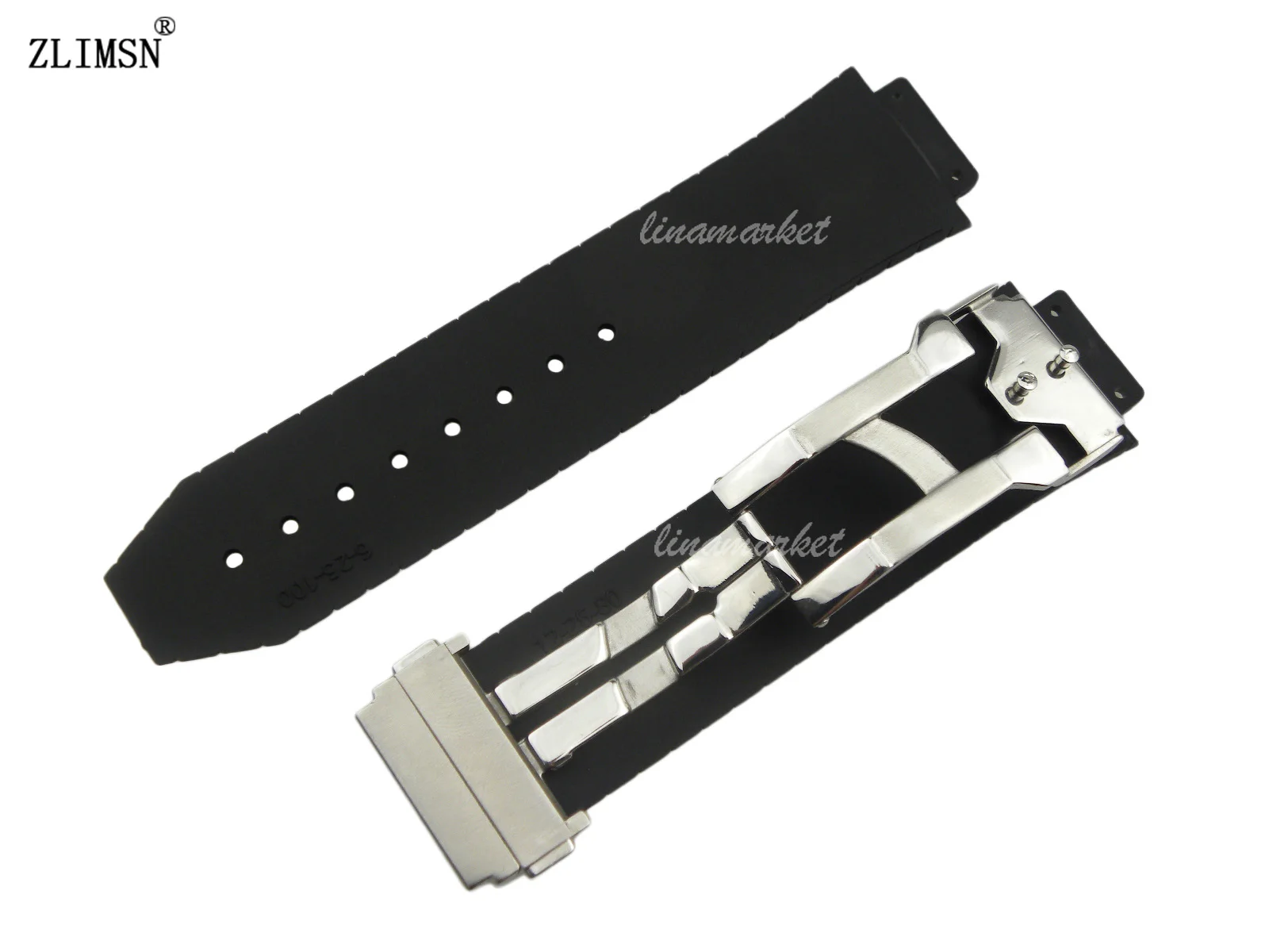ZLIMSN Rubber watch band For Hublot 24mm x 16mm Black Diver SiliconeMen Watchbands Top Brand Watch Strap band