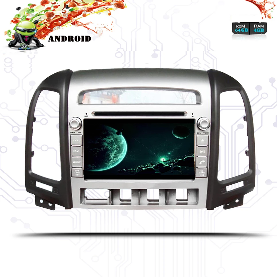 ОЗУ 4 Гб ПЗУ 64 ГБ 1024*600 8 ядер Android 9 0 2din автомобильное радио DVD GPS для Hyundai Santa Fe 2006-2012